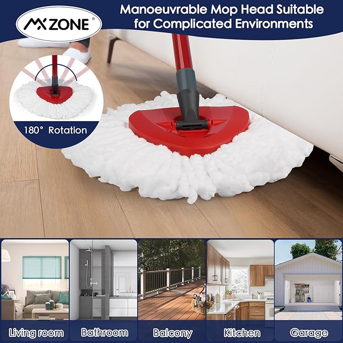 Mop Replacement Heads Microfiber O Ceda Spin Mop Refill Compatible with Spinning Mop, Easywring Mop Replace Head, White, 3 Packs