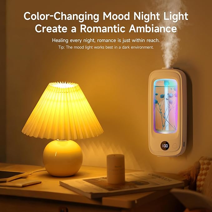 Smart Fragrance Diffuser - Luxury Air Freshener for Home with Real Flowers, 3 Essential Oil Scents, Waterless Aroma Diffuser for Large Spaces, 4 Speed Adjustable Air Diffuser for Office & Bedroom