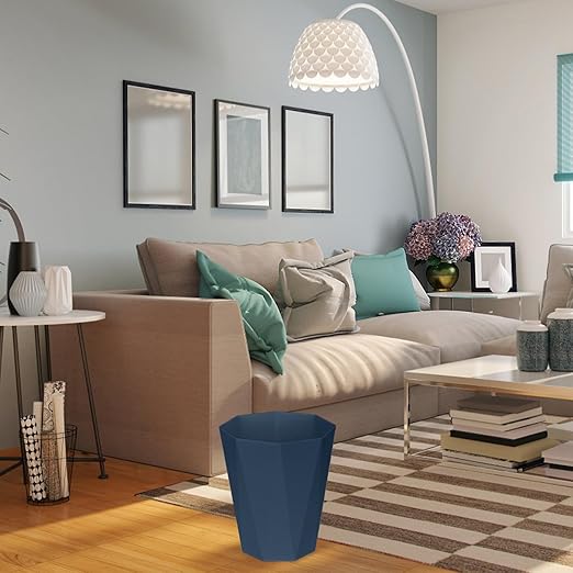 ZXJ Small Trash Can - 1.8 Gallon - Blue - Waste Basket - Garbage Bin Bathroom,Kitchen,Office,Dormitory,Camping,Kids Room