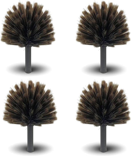 4 Pack Corner Duster, Webster Cobweb Duster Head,Fits Standard 3/4 inch Threaded Poles, Spider Web Remover Brush, for Ceilings, Moldings, HVAC & Floor Vents, and Corners(4, Brown)