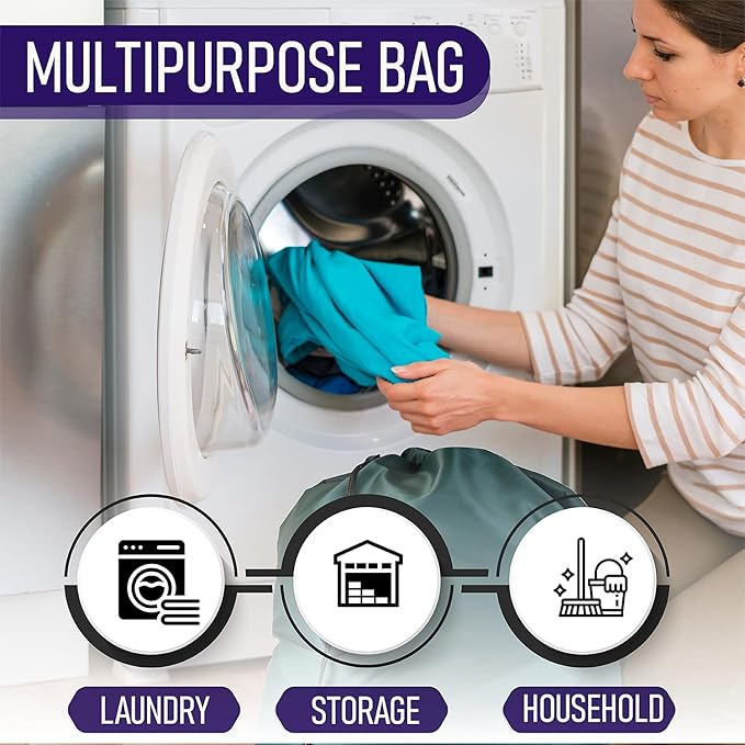 Laundry Bag with Locking Closure Drawstring – Extra Large Heavy Duty 100% Nylon, Large & Foldable Clothes Sack – Lightweight Dirty Laundry Organizer for Travel, Dorm, Gym – L 40" x H 50" (GREEN)