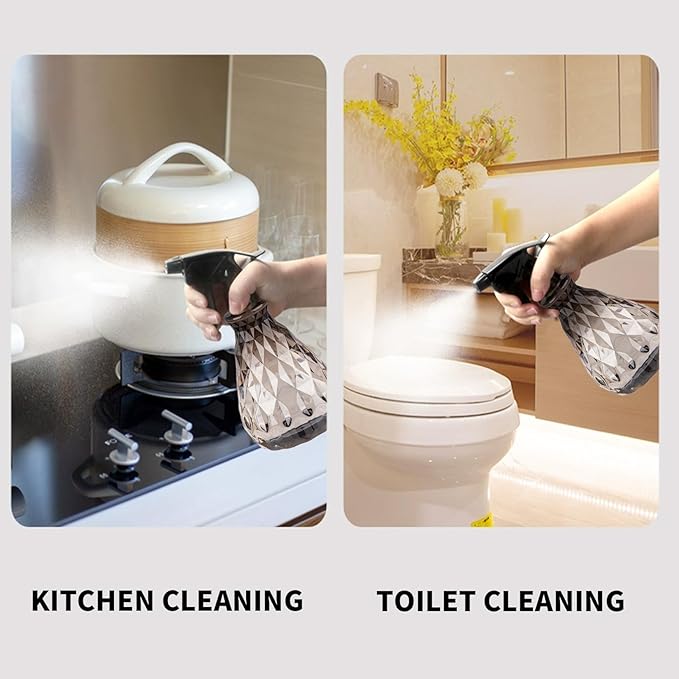 2 Pcs Spray Bottles, 500 ml/17 oz Empty Water Spray Bottles, Plastic Reusable Adjustable Mist Sprayer Squirt Bottles Containers Refillable for Cleaning Solutions, Gardening, Plants (Grey)