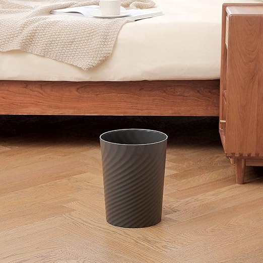 UUJOLY Plastic Small Trash Can Wastebasket, Garbage Container Basket for Bathrooms, Laundry Room, Kitchens, Offices, Kids Rooms, Dorms, 1.8 Gallon, Dark Grey, 2 Pack