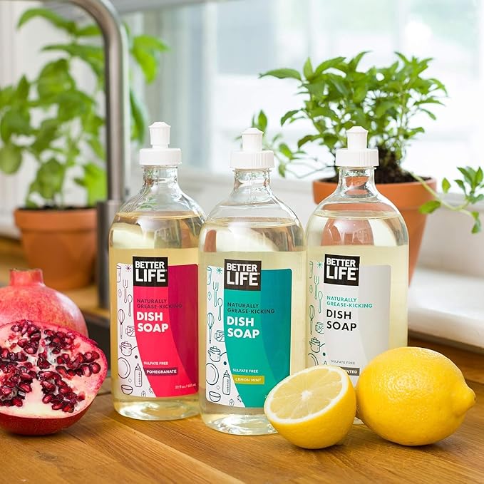 Better Life Liquid Dishwashing Soap for Home & Kitchen Sink - No Gloves Required Kitchen Soap for Sensitive Skin, Unscented, 22 Fl Oz