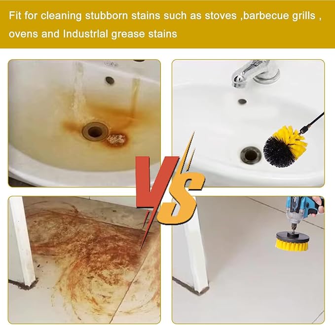 18 Pcs Drill Brush Attachments Set,Power Cleaning Scrub Brushes with Extend Long Attachment,Grout Cleaner for Tile Floors,Car Detailing, Carpet, Tile Grout, Sinks (18)