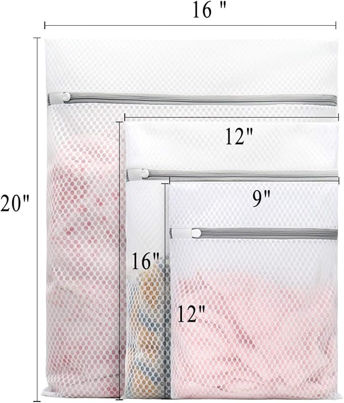 Muchfun 3Pcs Durable Honeycomb Mesh Laundry Bags for Delicates 1 Large, 1 Medium, 1 Small (Honeycomb Mesh)