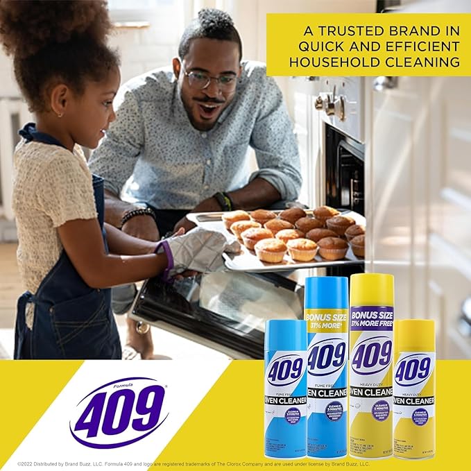 Formula 409 Heavy Duty Spray-On Oven Cleaner, Lemon Scent - Grill and Stove Top Product Cuts Through Grease & Grime on Contact, A Powerful Clean You Can Trust, 14.5 Oz - 2 Pack