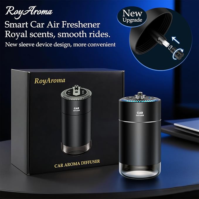 Smart Car Air Freshener Diffuser with 160ml Essential Oils, Smart Auto On/Off Star Projector Car Diffuser for Men/Women, USB-Powered Long Lasting Cars Fresheners|Lavender+Cologne