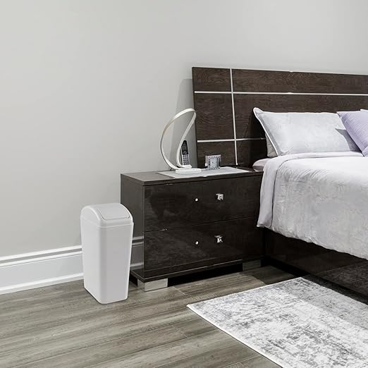 3.5 Gallon Slim Plastic Trash Bin, Garbage Can with Swing Lid, 1 Pack