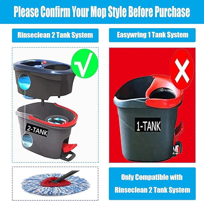 10 Pack Spin Mop Replacement Heads, Only Fit for RinseClean 2-Tank System, 100% Microfiber Spin Mop Refills,Spinning Mop Replace Head for Easy Wring Mop Floor Cleaning