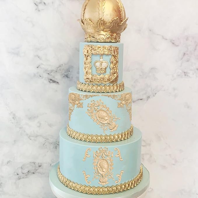 Vintage Baroque Frame Silicone Mold, Victorian Ornate Corner Decorative Mold for Cake Decorating, Pink