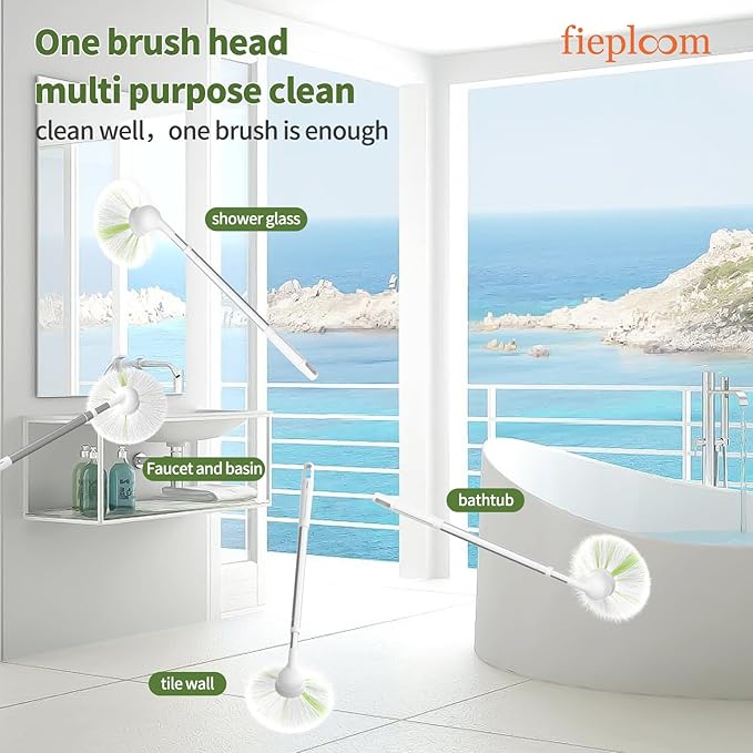 Tub Tile Scrubber Brush with 28" Extendable Pole, 1 Pc Non-Scratch Soft Tub Brush Mop, Bathroom Brush with Long Handle for Bathtub Shower Sink Basin Tile Wall
