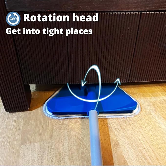 Wall Cleaner Mop with Fan Duster, BAFEZOZE Baseboard Cleaner Tool with Long Handle 82", Floor Cleaner for Mopping Long Dusters for Cleaning, 1 Ceiling Fan Cleaner Duster 4 Replacement Pads