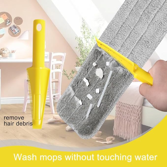 Flat Dust Mop for Floor Cleaning with Microfiber & Chenille Washable Pads and 1 Dirt Removal Scrubber,Wet&Dry Floor Mop with Adjustable Long Handle for Home,Hardwood,Laminate,Tile,Marble
