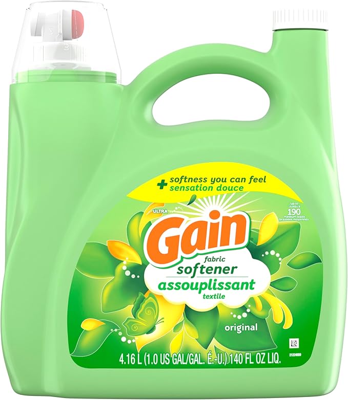 Gain Fabric Softener, Original Scent, 140 fl oz, 190 Loads, HE Compatible, Packaging may vary