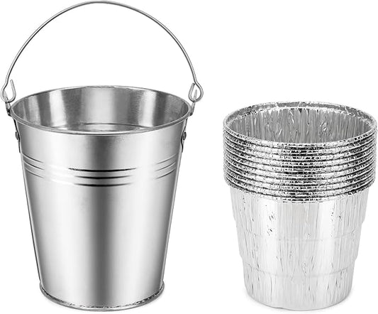 Stanbroil Grill Grease Bucket Replacement with 10-Pack Bucket Liners for Traeger 20/22/34 Series, Pit Boss, Camp Chef, Louisiana, etc Pellet Grill/Smoker, Silver