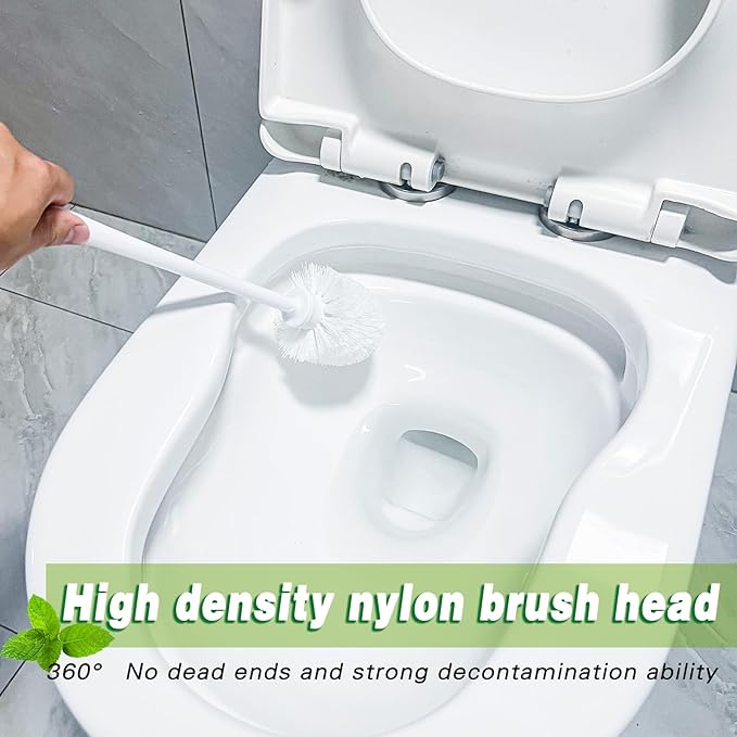 14.2 Inch Toilet Brushes White 5 Handles with 20 Replaceable Brush Heads Disposable Toilet Brush Set Bathroom Cleaning Brush Soft Bristle Long Handle Plastic Toilet Scrubber