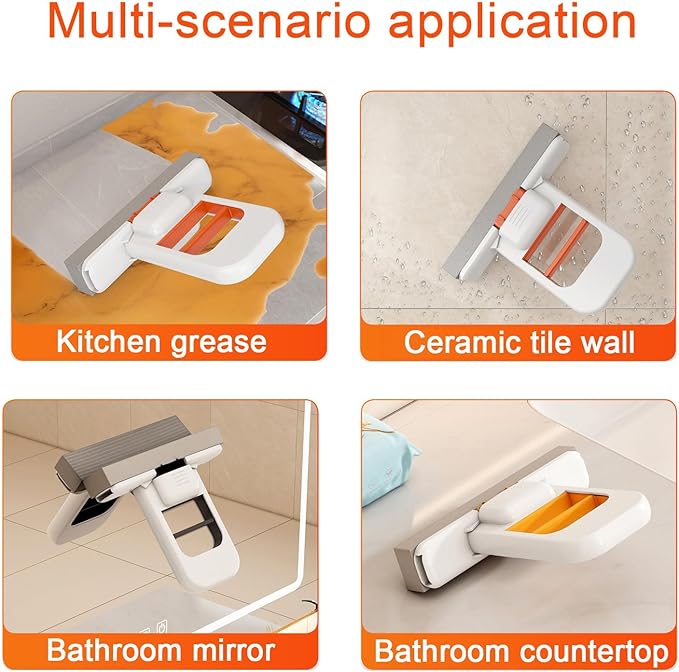 Portable Mini Foldable Desktop Mop – Versatile Wet & Dry Cleaning Sponge Mop for Home & Car – Ideal for Bathroom, Kitchen, Glass, Living Room & More (Orange + Sponge*3)