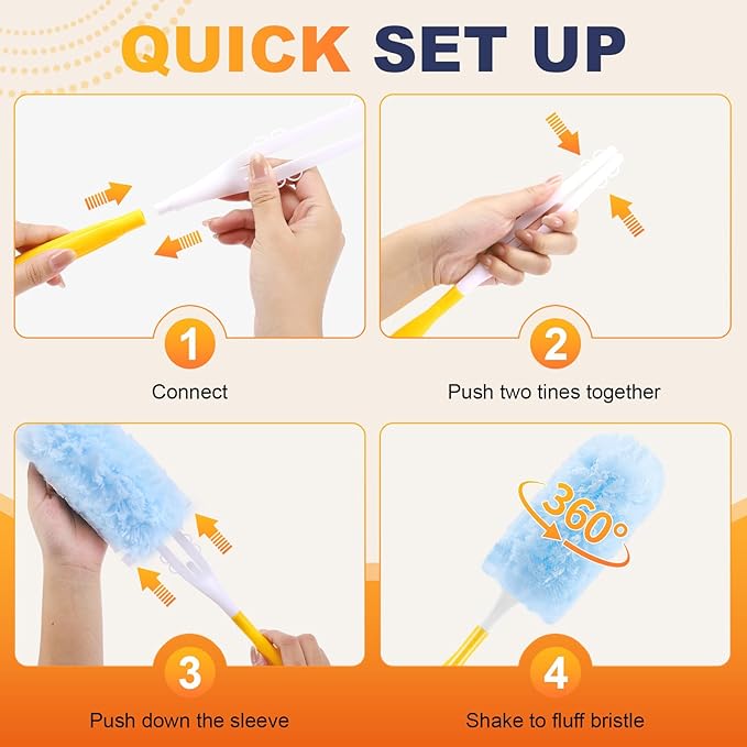 Duster Refills Compatible with Swiffer Duster Refill, Feather Dusters for Cleaning with 1 Handle, Multisurface 360° Dusters, Unscented Disposable Dusters for Cleaning Dusting(Blue, 30 Pcs)