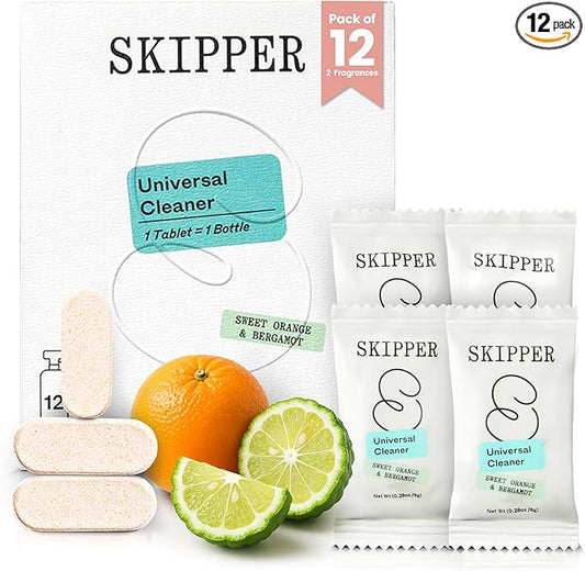 Tirtyl Multi-Surface Cleaner Refills - All Purpose Cleaning Tablet 12 Pack - 192 fl oz total (makes 12x 16 fl oz bottles of spray cleaner) - Home & Kitchen - Non-toxic & Effective - Lime & Clementine Fragrance