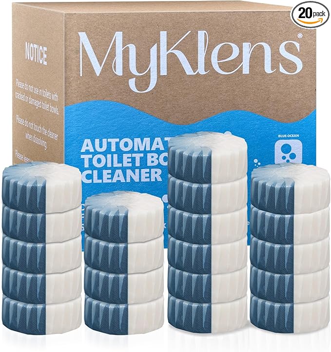 Toilet Bowl Cleaner Tablets, Automatic Toilet Tank Cleaner for Deodorizing & Descaling, Long-Lasting with Sustained Release Technology for Bathroom Cleaners, Blue & White, 20 Packs