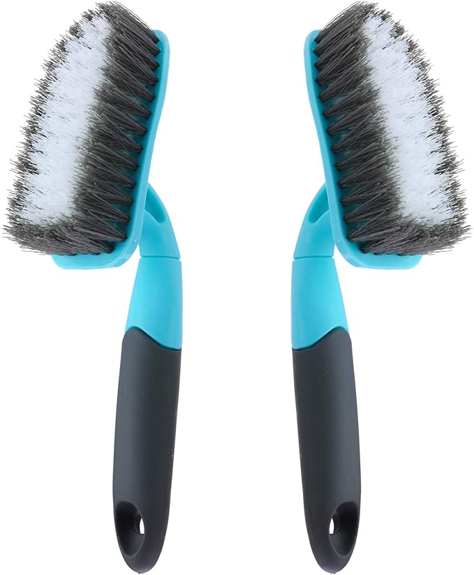 2-Pack Scrub Brush for Cleaning with Long Handle, Medium Firm Brush Bathroom Cleaning Supplies and Bathtub Cleaner and Shower Cleaning, Multi-Scene Use for Kitchen or Carpet