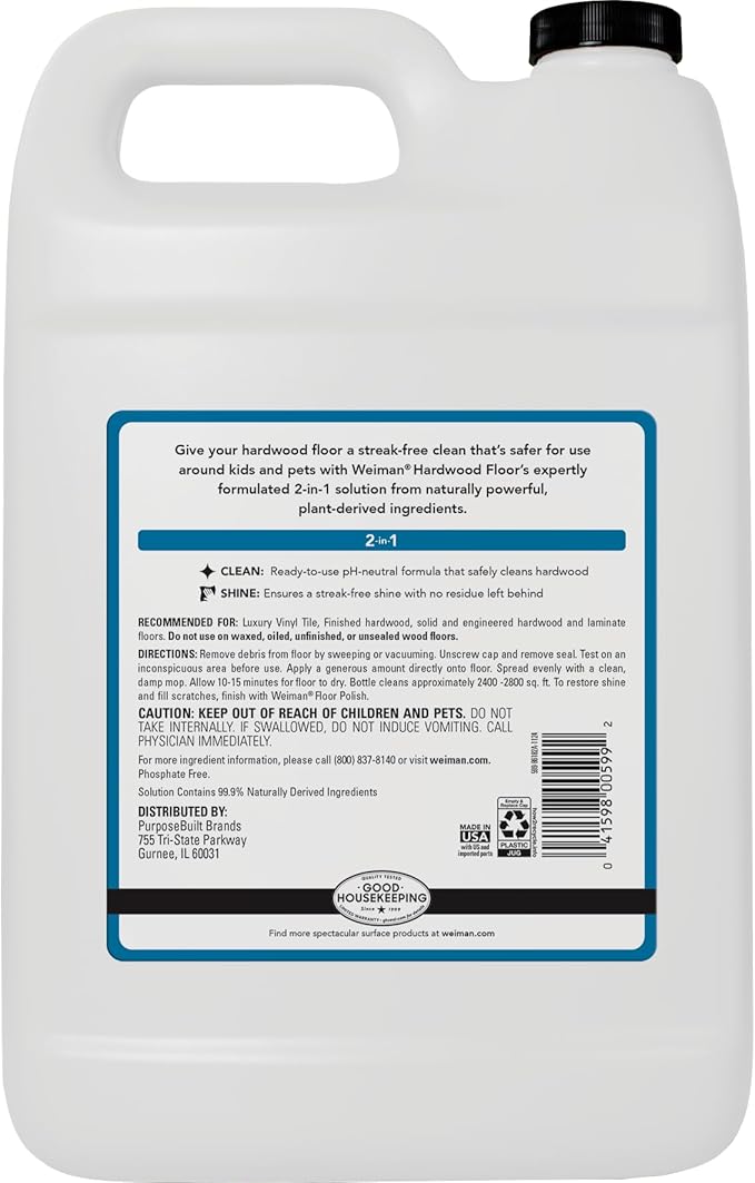 Weiman Hardwood Floor Cleaner - 128 Ounce Refill - Finished Engineered Hardwood Floors