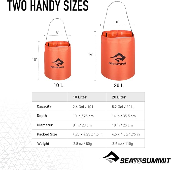 Sea to Summit Folding Bucket, Collapsible Camp Kitchen Bucket