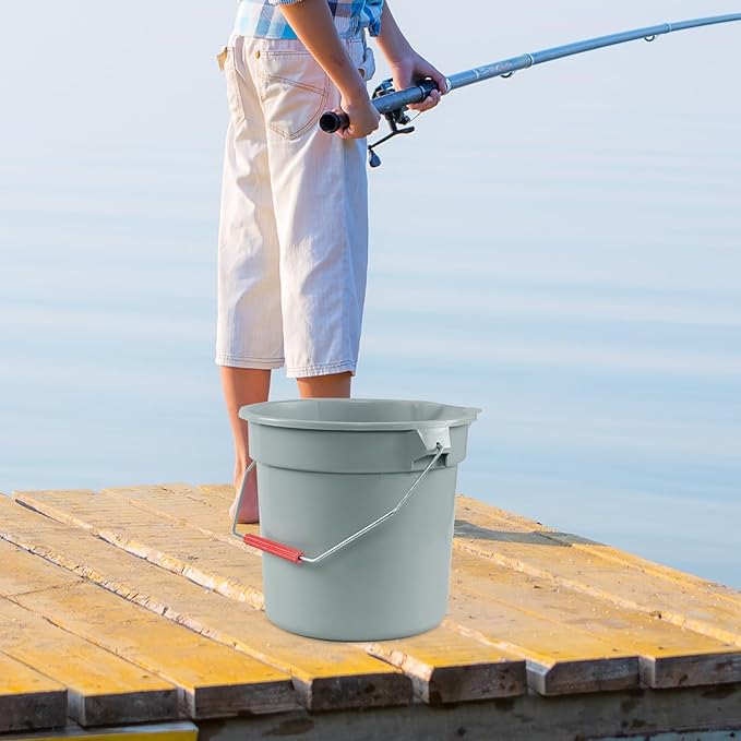 4 Packs Plastic Cleaning Bucket with Spout and Grip Handle, 14 Quart Round Utility Water Pail for Car Washing, Camping, Cleaning, Mopping, Paint