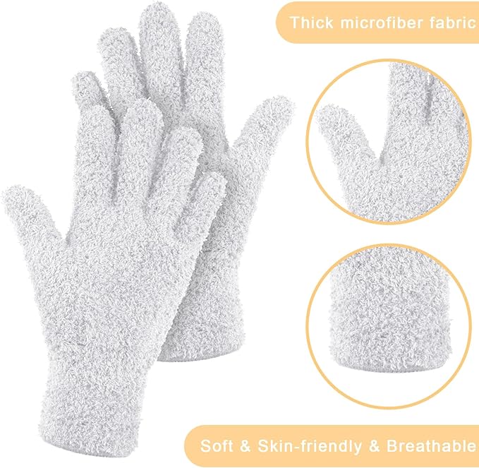 Patelai 3 Pairs Microfiber Plant Dusting Gloves Leaf Cleaning Gloves for Indoor Plants, Blinds, Furniture, House(Medium,Pink, Nude, White)