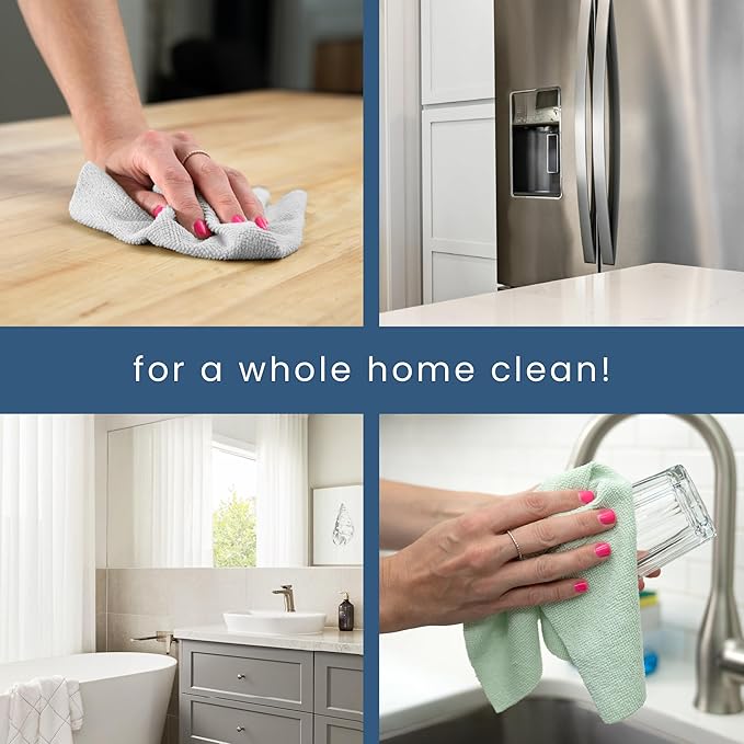 S&T INC. 100 Pack Microfiber Cleaning Cloth, Edgeless Bulk Towels for Home, Reusable Microfiber Towels for Cars, Cleaning Rags, Assorted, 11.5 Inches x 11.5 Inches, 100 Count