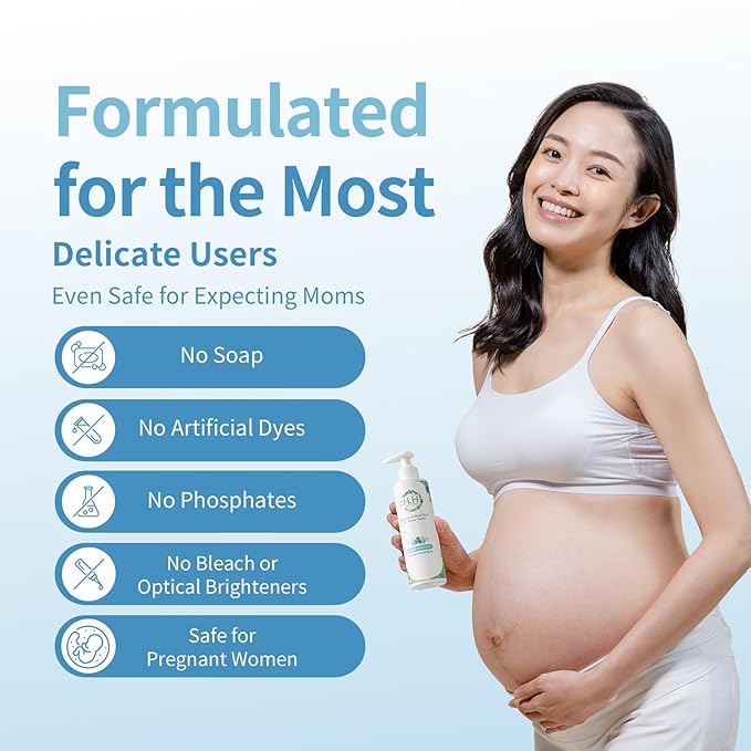 HH Herb & Health Underwear Wash, Enzyme Stain Remover for Panties Period Blood Discharge Sweat, Gentle pH7 Hand Wash Detergent for Sensitive Skin, No Bleach, Babypowder Scent