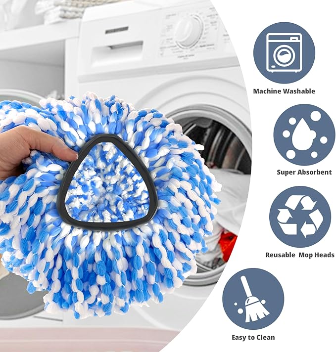 6 Pack Mop Replace Head, Mop Head Replacement, Microfiber, Machine Washable, Easy to Replace and Deep Cleaning