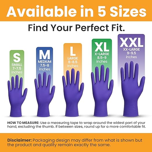 SafeWay Nitrile Gloves, 200 Ct, Large, Powder-Free, Latex-Free, All-Purpose, Professional Disposable Gloves with Textured Fingertips for Medical Use, Food Prep, Cleaning, Tattoo & More