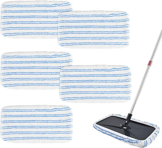 5 Pack Mop Heads Replacements for Ocedar Hardwood Floor 'N More Microfiber Mops,Terry Cloth Mops Refills 15 x 8 Flat Dust Mop Pads for O Cedar mop, Washable & Reusable Mopping Pads