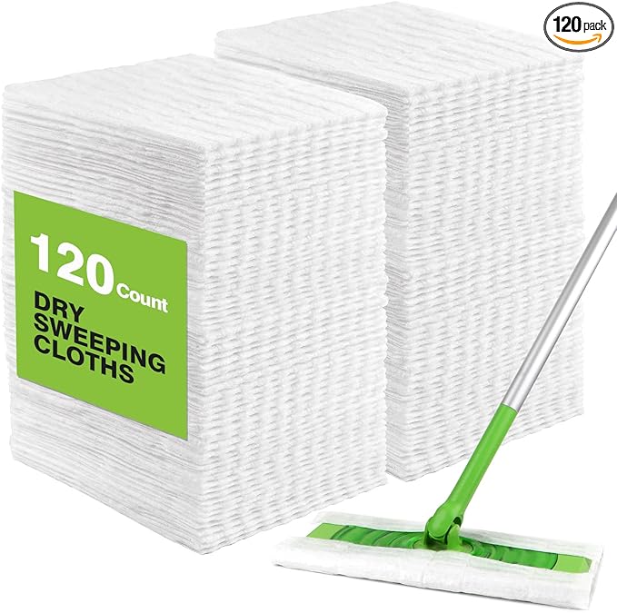 HOMEXCEL Dry Sweeping Cloths Pads Compatible with Swiffer Sweeper- Disposable Duster Refills Mop Pads for Floor Mopping and Cleaning, 120 Count