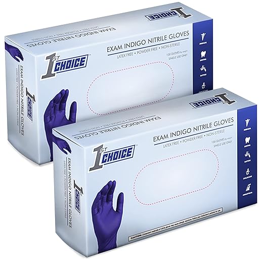 1st Choice Nitrile Disposable Gloves Indigo Nitrile Medium Gloves Disposable Latex Free Exam Grade Gloves 2 Boxes of 100