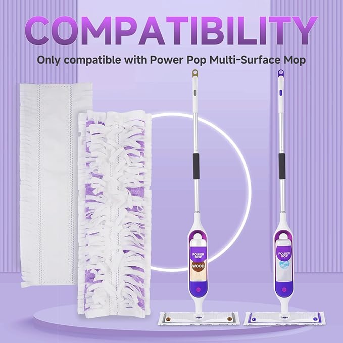 Disposable Power Mop Refills Pads Compatible with Swiffer Power Mop,Multi-Surface Replacement Mopping Pads Refills for All Finished Floors,30 Count