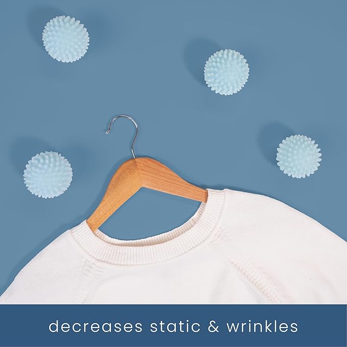 S&T INC. Reusable Plastic Dryer Balls, Fabric Softener for Laundry, Light Blue, 2.5 in, 4 Pack