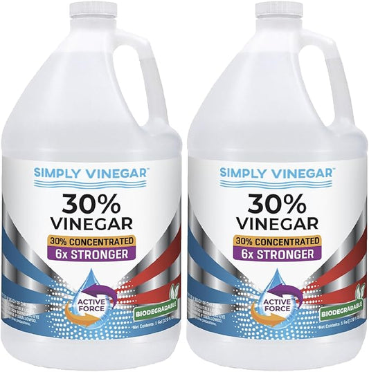 30% Vinegar – Pure Concentrated Active-Force Vinegar for Cleaning, Home, and Garden, 128 oz (2)