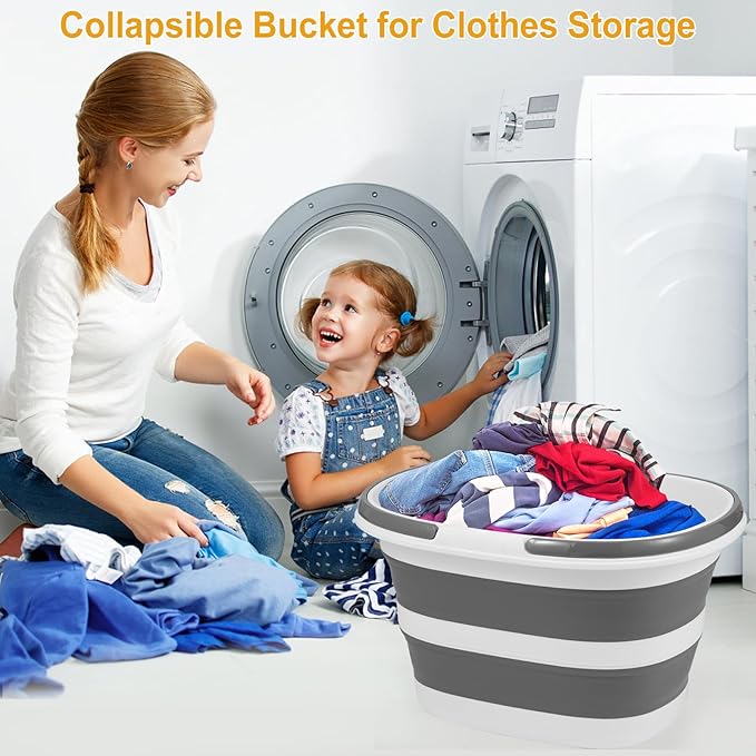 Large Collapsible Bucket for Cleaning or Organzier, 4.2 Gallon (16L) Cleaning Mop Bucket with Handle, Portable Water Bucket for Mopping, Car Washing, Laundry Storage, Camping, Fishing, Space Saving