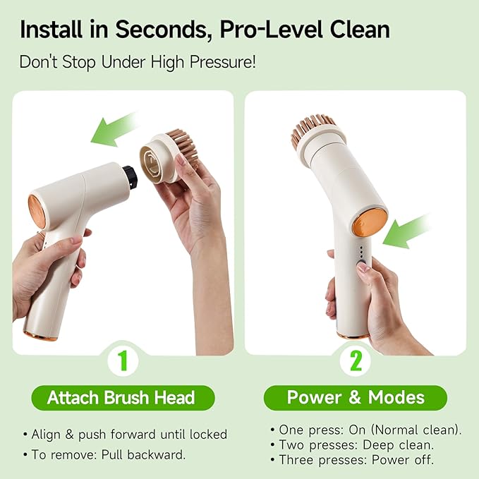 Cordless Electric Spin Scrubber Pro, Power Scrubber Cleaning Brush with 7 Replaceable Heads, Base, Dish Scrubber, Bathroom Shower Brush, 2 Adjustable Speeds, for Cleaning Kitchen Sink Tile Tub Floor