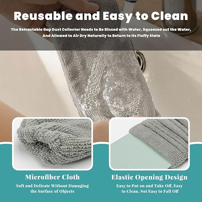 Flat Duster, Retractable Gap Dust Cleaning Artifact, Extendable Microfiber Duster with Bendable & Removable Head, Reusable Washable Dusting Wand for Home,Ceiling,Blinds (1pcs)