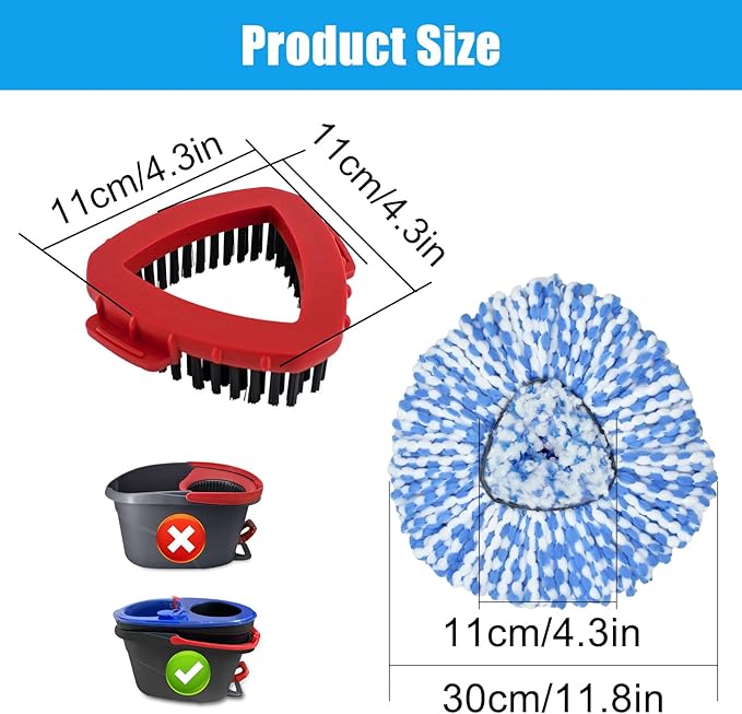 Mop Replace Head for O Cedar 2 Tank System, Mop Heads Replacements for Ocedar Rinse Clean Mop, Mop Heads Include 2 Pack Spin Mop Refills and 2 Pack Scrubber Mop Head for O-Cedar 2 Tank Spin Mop