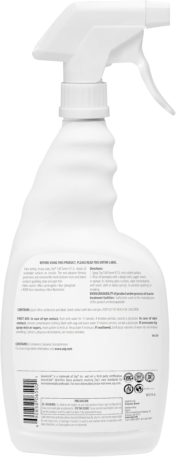 Zep Tuff Green RTU All-Purpose Cleaner - 32 oz (Case of 12) 65009 - Quickly Cuts Through Grease, Dirt and Heavy Soil to Allow Them to be Easily Wiped Away
