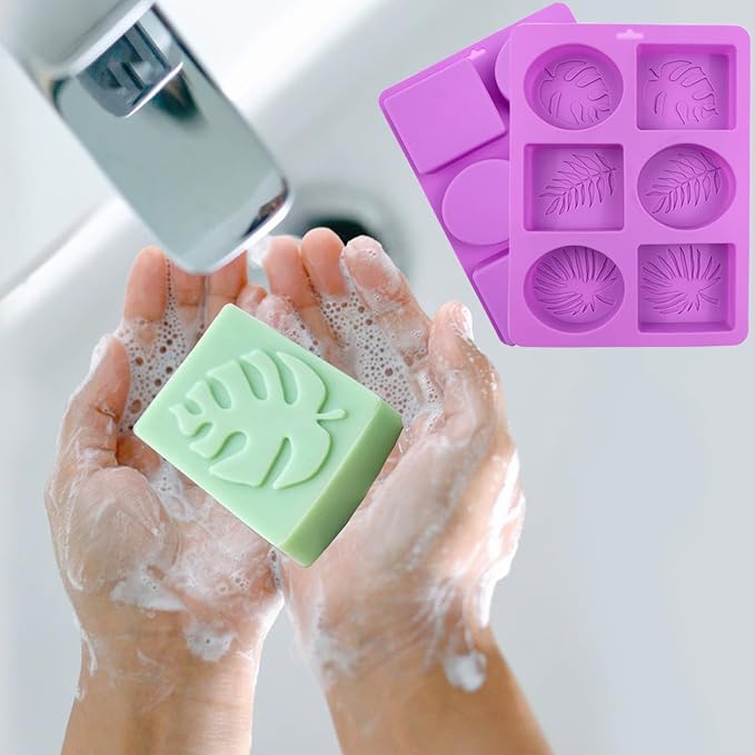 2Pcs Silicone Soap Molds, Leaf Soap Molds for Soap Making Silicone Molds for Soap Bath Bombs Shower Steamer Lotion Bars DIY Epoxy Resin