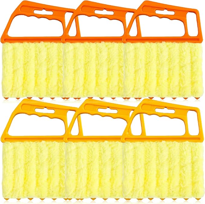 AOCEAN 6 Pcs Blind Cleaner Duster Tool 7-Finger Dusting Cleaner Tool for Window & Air Conditioner Handheld Mini Duster Brush for Wood Blinds Dust Dirt