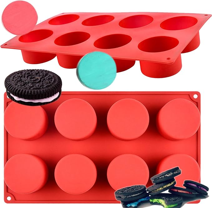 Round Chocolate Covered Strawberries Molds, (2 Pack) Silicone Cylinder Mould for Candy Cookie Chocolate Covered Oreos Cake Brownie Pudding Jello