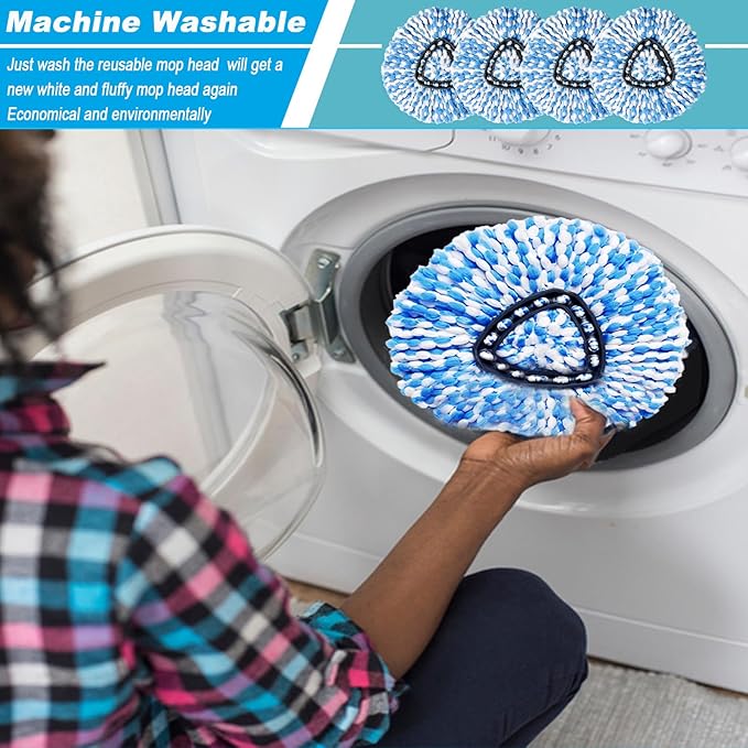 16 Pack Spin Mop Replacement Heads, Only Fit for RinseClean 2-Tank System, 100% Microfiber Spin Mop Refill Head,Spinning Mop Head Replacement for Floor Cleaning