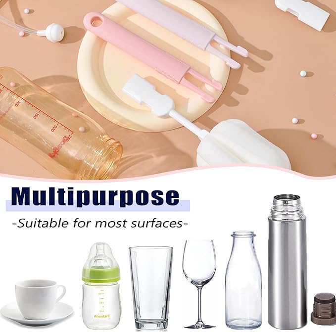 Spong Bottle Brush 5PCS Cup Brushes Sponge Baby Bottle Brushes Long Handle Cup Scrubber Brush Portable Sponge Cleaning Brush (5 PCS)